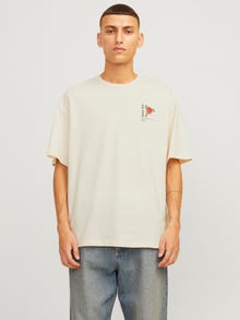 Jack & Jones T-shirt Estampar Decote Redondo -Buttercream - 12273455