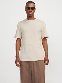 Jack & Jones Painettu Pyöreä pääntie T-paita -Ecru - 12274493