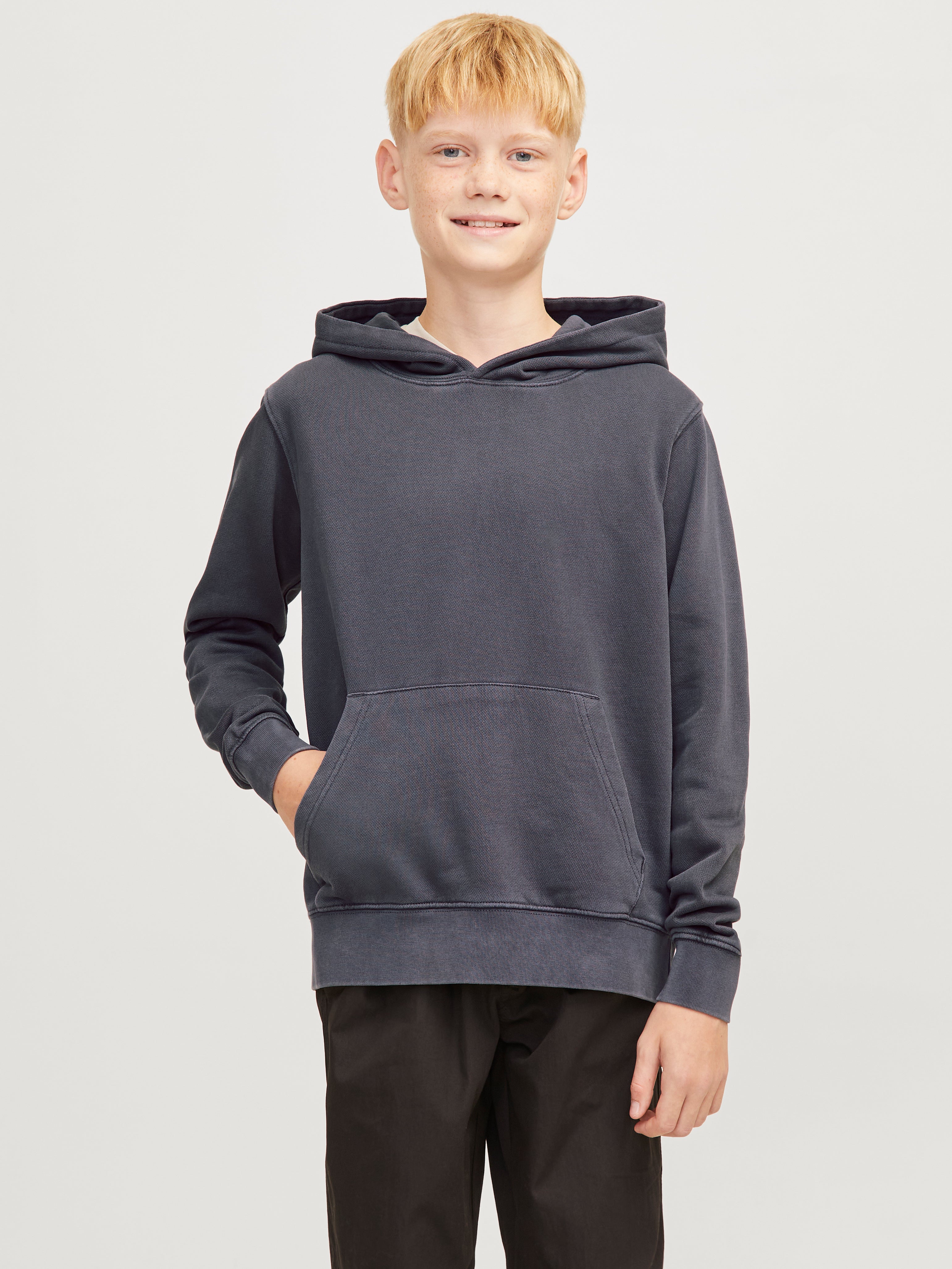 Einfarbig Kapuzenpullover Junior