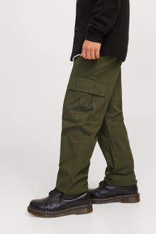 Jack & Jones Kelnės plačiomis klešnėmis Jaunimui -Olive Night - 12274834