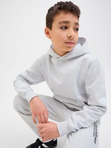 Jack & Jones Plain Hoodie Junior -White Melange - 12274853