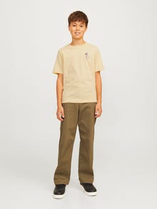 Jack & Jones Χαλαρή εφαρμογή Στρογγυλή λαιμόκοψη Junior Κοντομάνικο μπλουζάκι -Italian Straw - 12274879