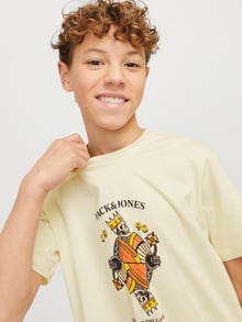 Jack & Jones Spausdintas raštas Marškinėliai Jaunimui -Antique White - 12274892