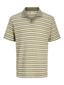 Jack & Jones Striped Spread collar Polo -Four Leaf Clover - 12276317