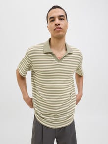 Jack & Jones Striped Spread collar Polo -Four Leaf Clover - 12276317