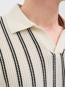 Jack & Jones Striped Spread collar Polo -Cloud Dancer - 12276317
