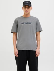 Jack & Jones Gedruckt Rundhalsausschnitt T-shirt -Gray Flannel - 12276489