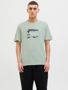 Jack & Jones Gedruckt Rundhalsausschnitt T-shirt -Aqua Gray - 12276489