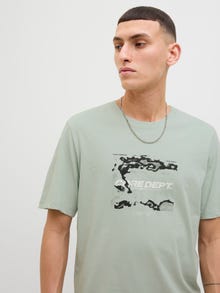 Jack & Jones Gedruckt Rundhalsausschnitt T-shirt -Aqua Gray - 12276489
