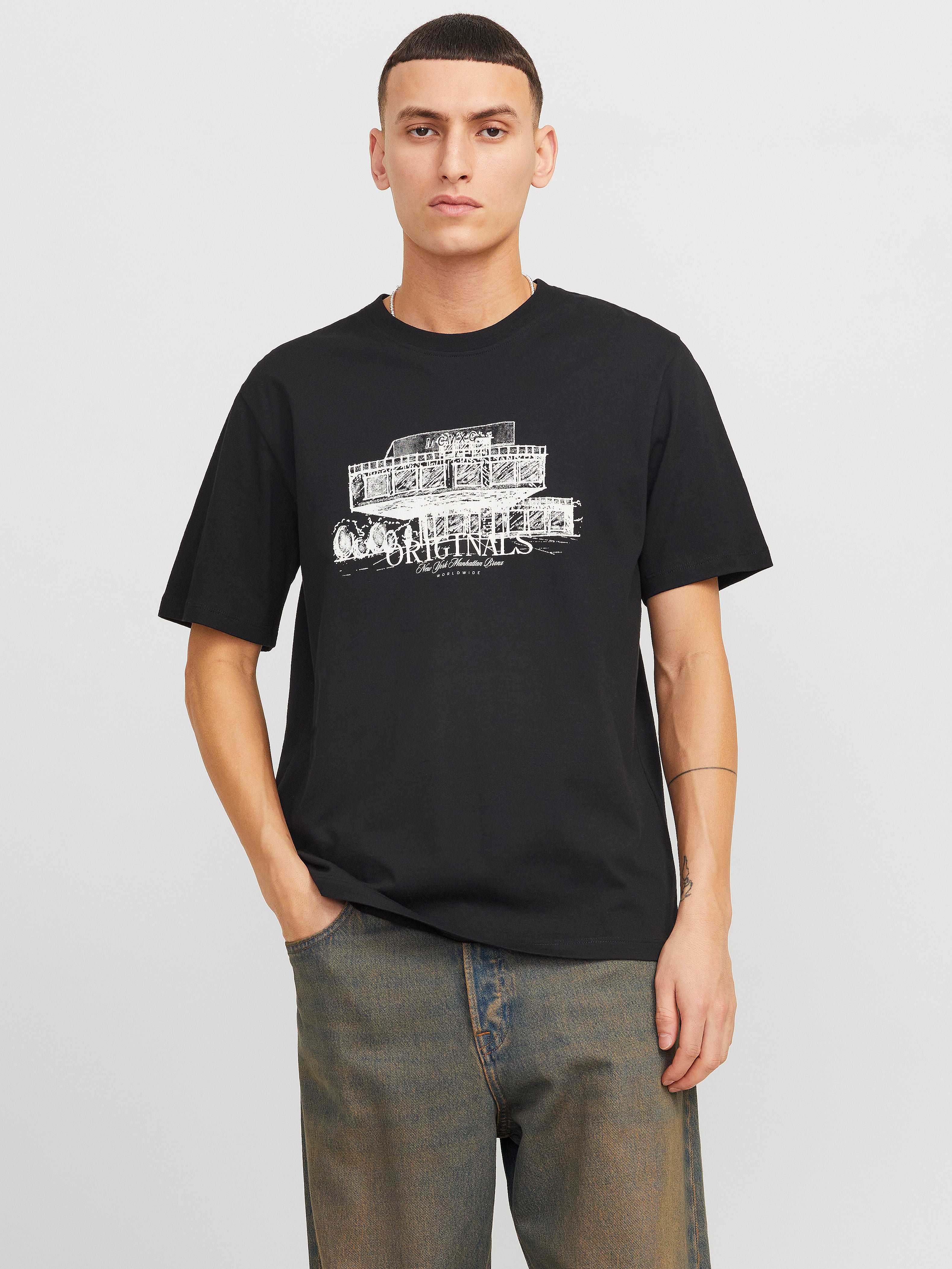 Gedruckt Rundhalsausschnitt T-shirt