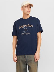 Jack & Jones Tryck Rundringning T-shirt -Navy Blazer - 12276491