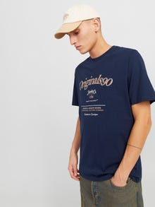 Jack & Jones Tryck Rundringning T-shirt -Navy Blazer - 12276491