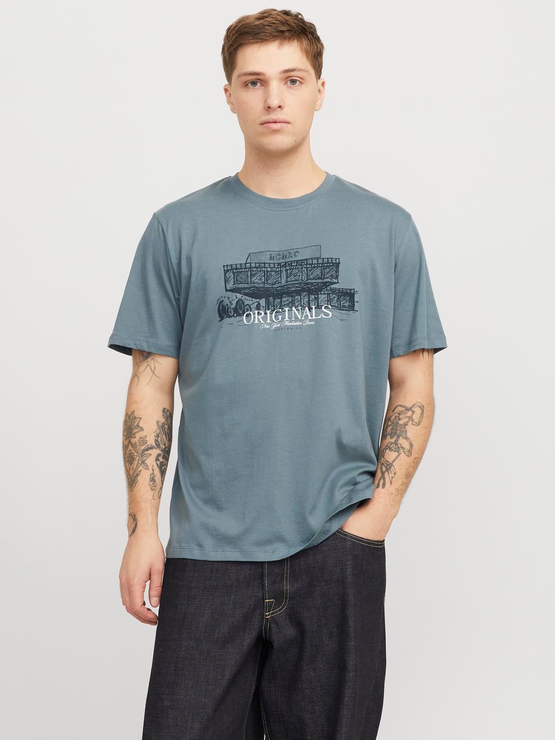 Gedruckt Rundhalsausschnitt T-shirt