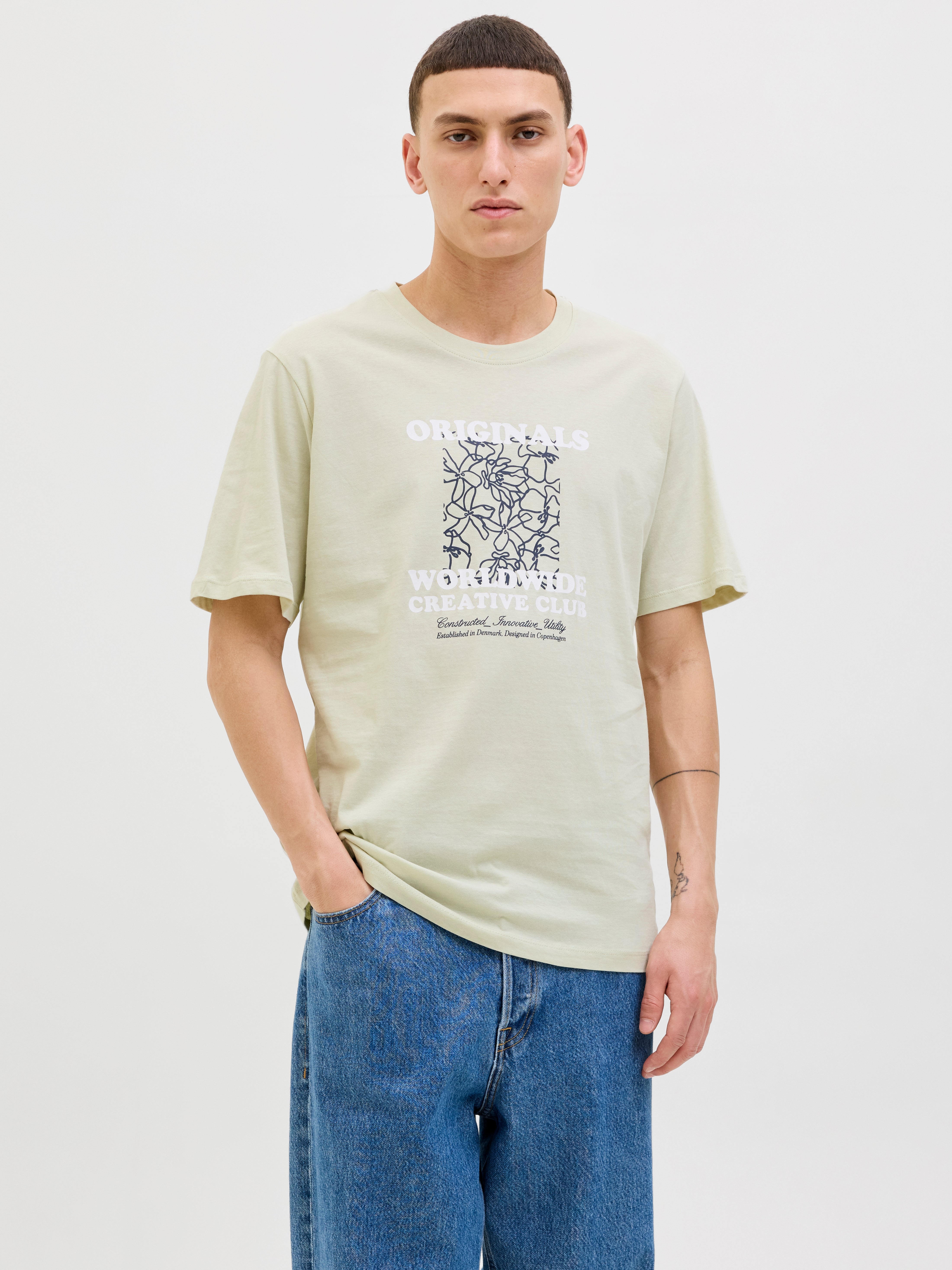 Gedruckt Rundhalsausschnitt T-shirt