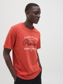 Jack & Jones T-shirt Imprimé Col ras du cou -Tandoori Spice - 12276500