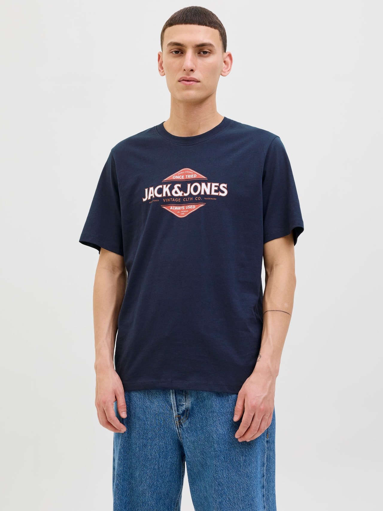 Bedrukt Ronde hals T-shirts | Donkerblauw | Jack & Jones®
