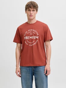 Jack & Jones Tryck Rundringning T-shirt -Tandoori Spice - 12276503