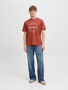 Jack & Jones Tryck Rundringning T-shirt -Tandoori Spice - 12276503