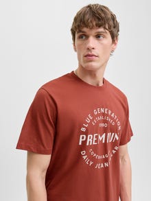 Jack & Jones Tryck Rundringning T-shirt -Tandoori Spice - 12276503