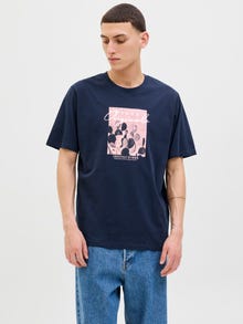 Jack & Jones Gedruckt Rundhalsausschnitt T-shirt -Navy Blazer - 12276504