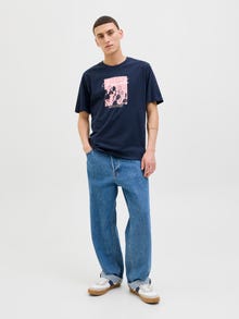 Jack & Jones Gedruckt Rundhalsausschnitt T-shirt -Navy Blazer - 12276504