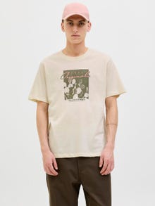 Jack & Jones T-shirt Imprimé Col ras du cou -Antique White - 12276504