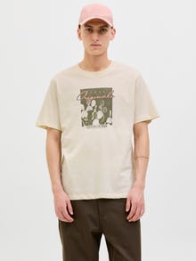 Jack & Jones Gedruckt Rundhalsausschnitt T-shirt -Antique White - 12276504