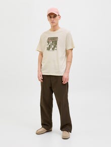 Jack & Jones Gedruckt Rundhalsausschnitt T-shirt -Antique White - 12276504