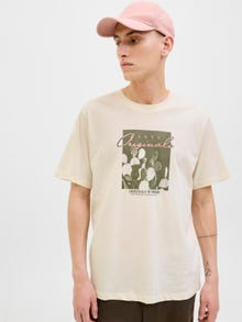 Jack & Jones T-shirt Imprimé Col ras du cou -Antique White - 12276504