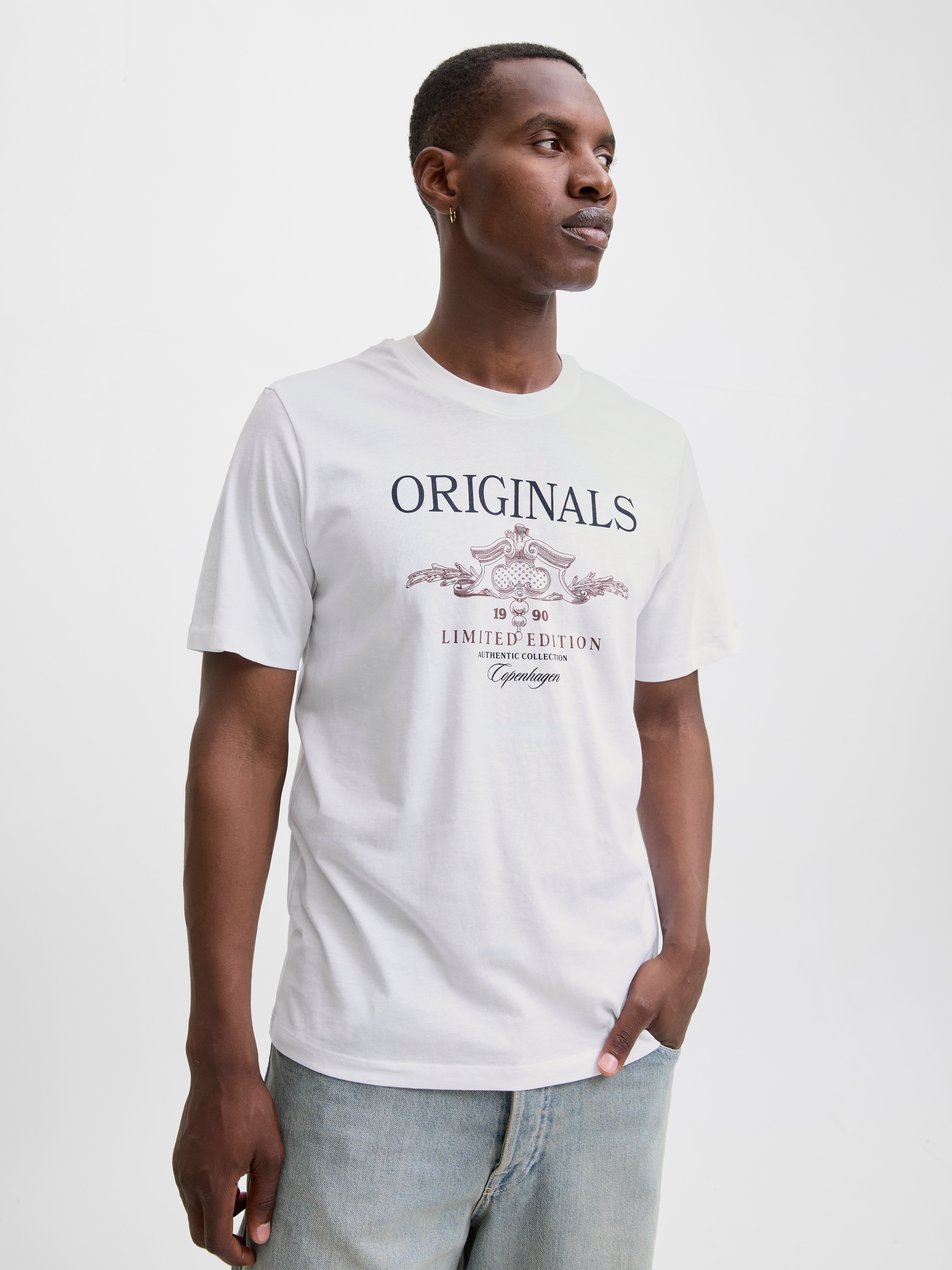 JACK & JONES Jjelijah Tee SS Crew Neck, Bianco, XS JACK & JONES Jjelijah Tee SS Crew Neck, Bianco, XS