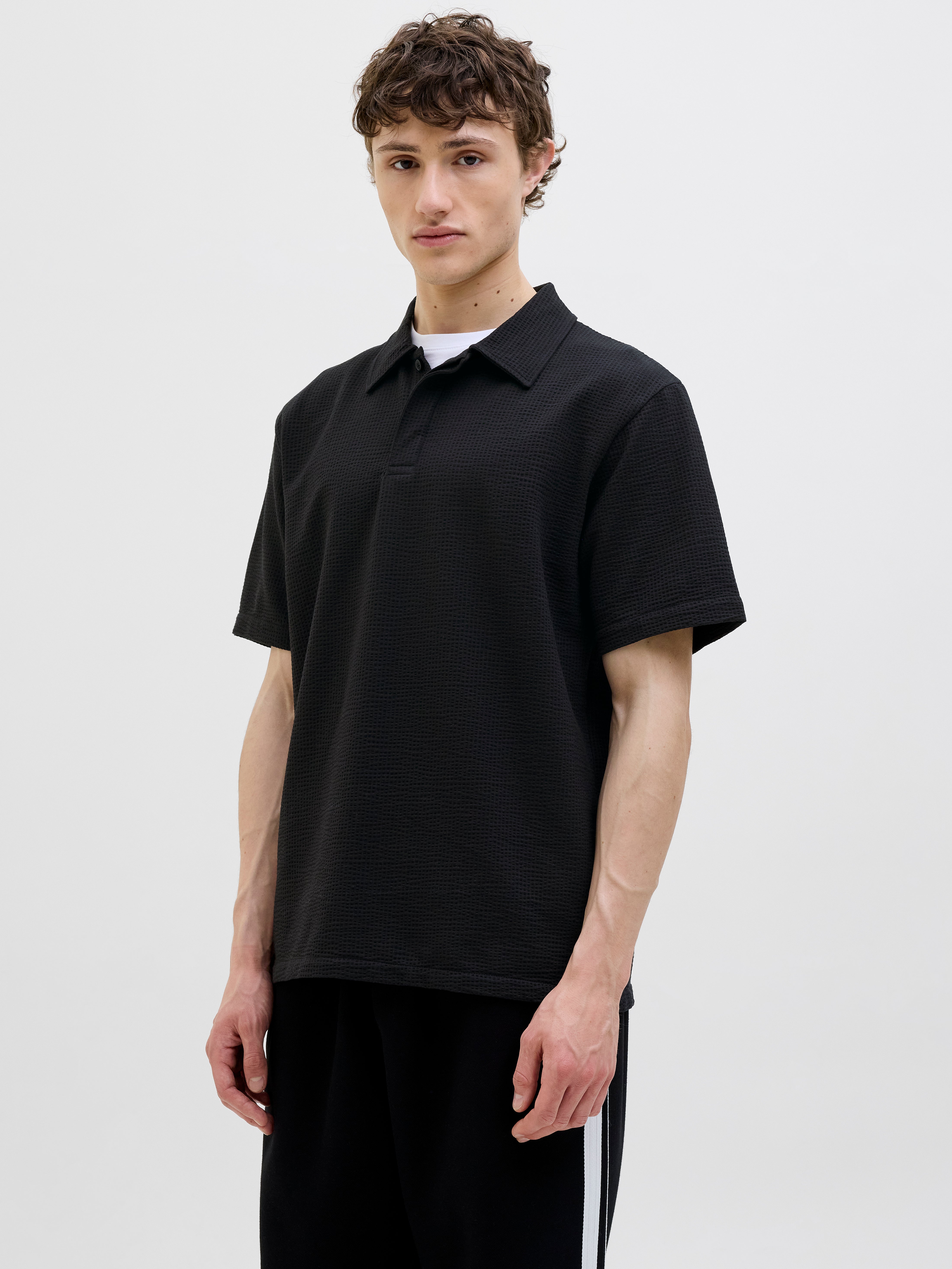Einfarbig Fly-away Kragen Poloshirt