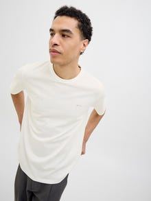 Jack & Jones Logotipas Apskrita apykaklė Marškinėliai -Cloud Dancer - 12276801