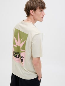 Jack & Jones Bedrukt Ronde hals T-shirts -Antique White - 12276823