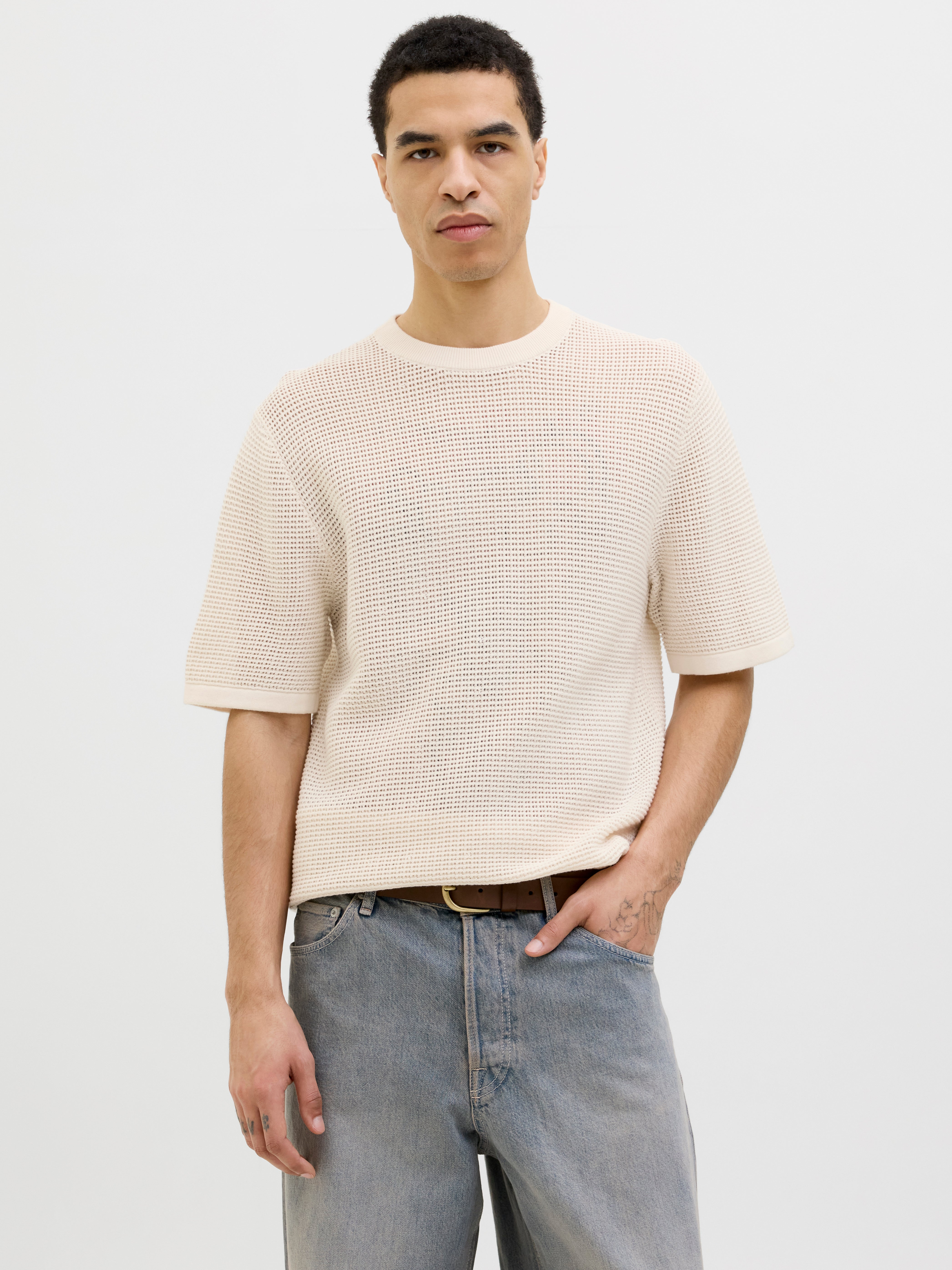 Thumbnail - Gestreift Gestricktes T-shirt