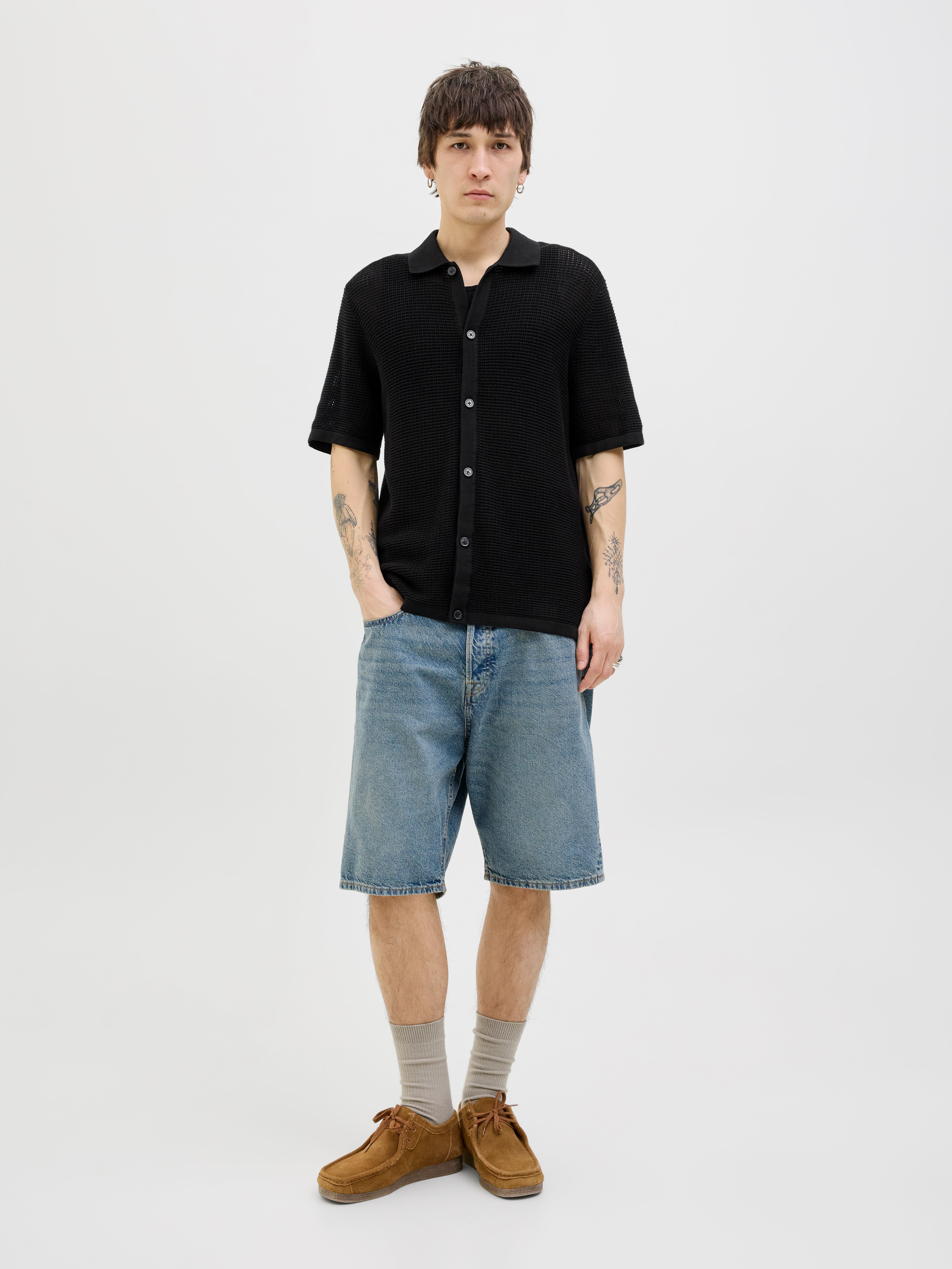 Thumbnail - Gestreift Gestricktes Polo