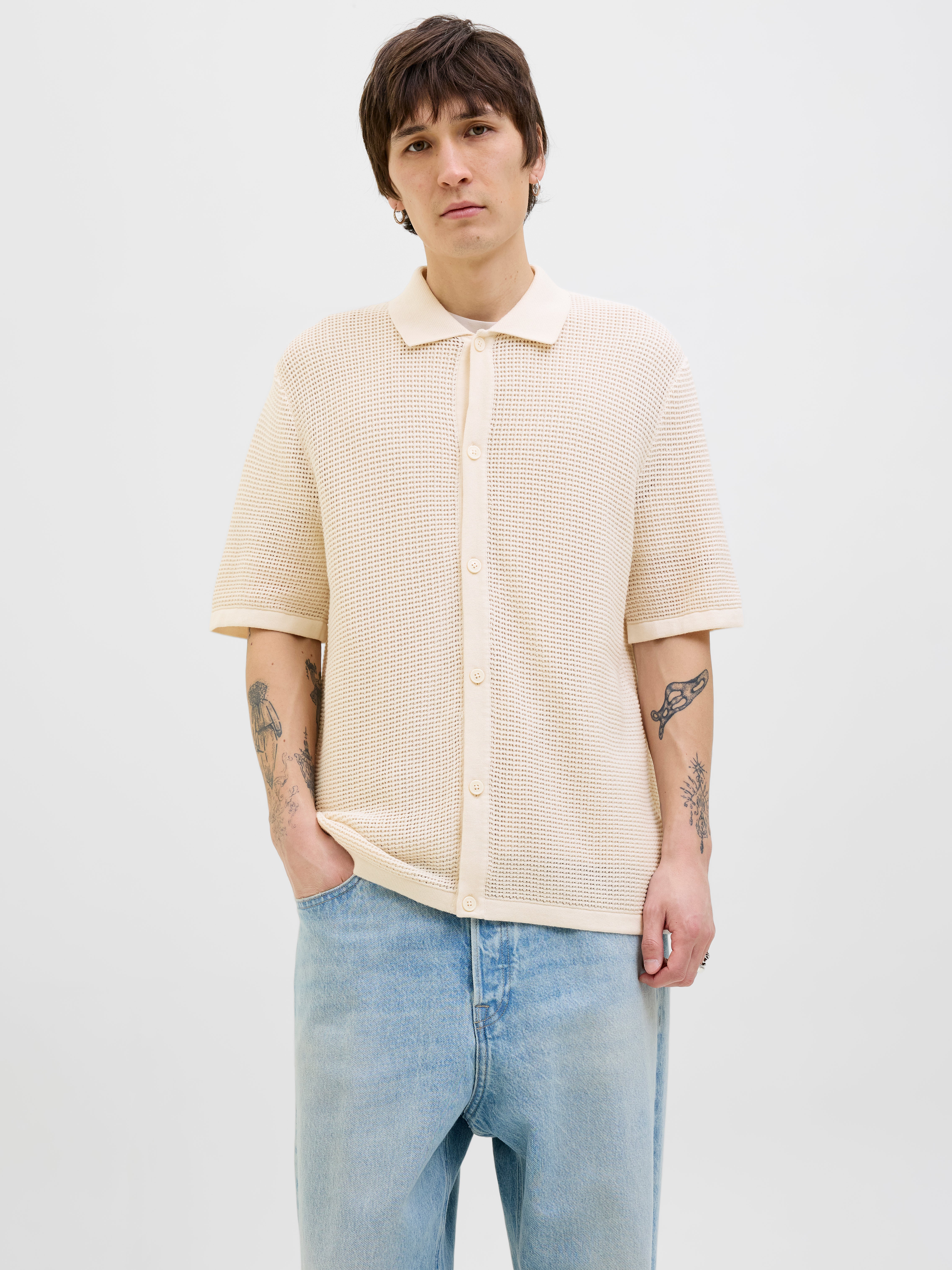 Thumbnail - Gestreift Gestricktes Polo