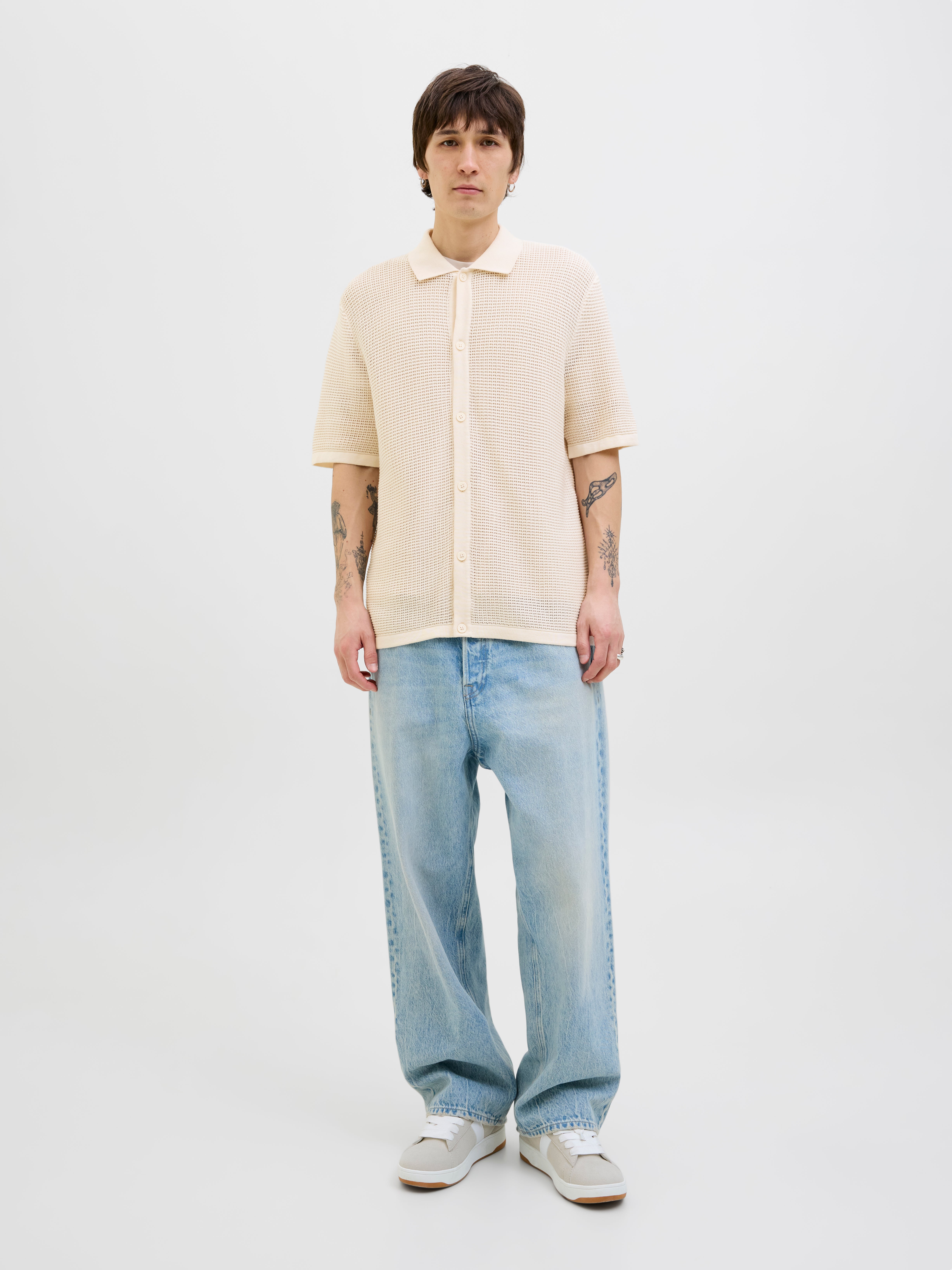 Thumbnail - Gestreift Gestricktes Polo