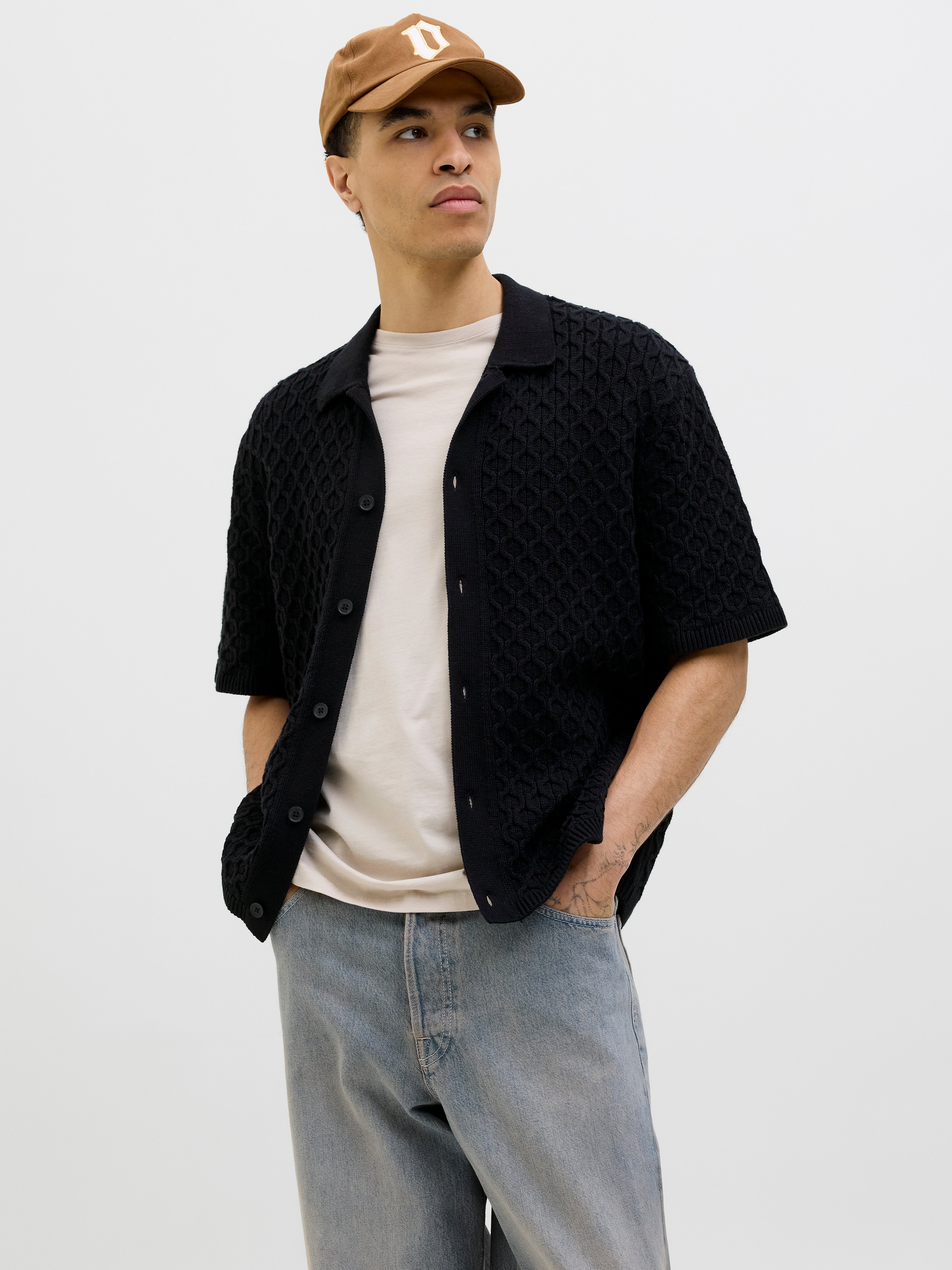 Einfarbig Gestricktes Polo