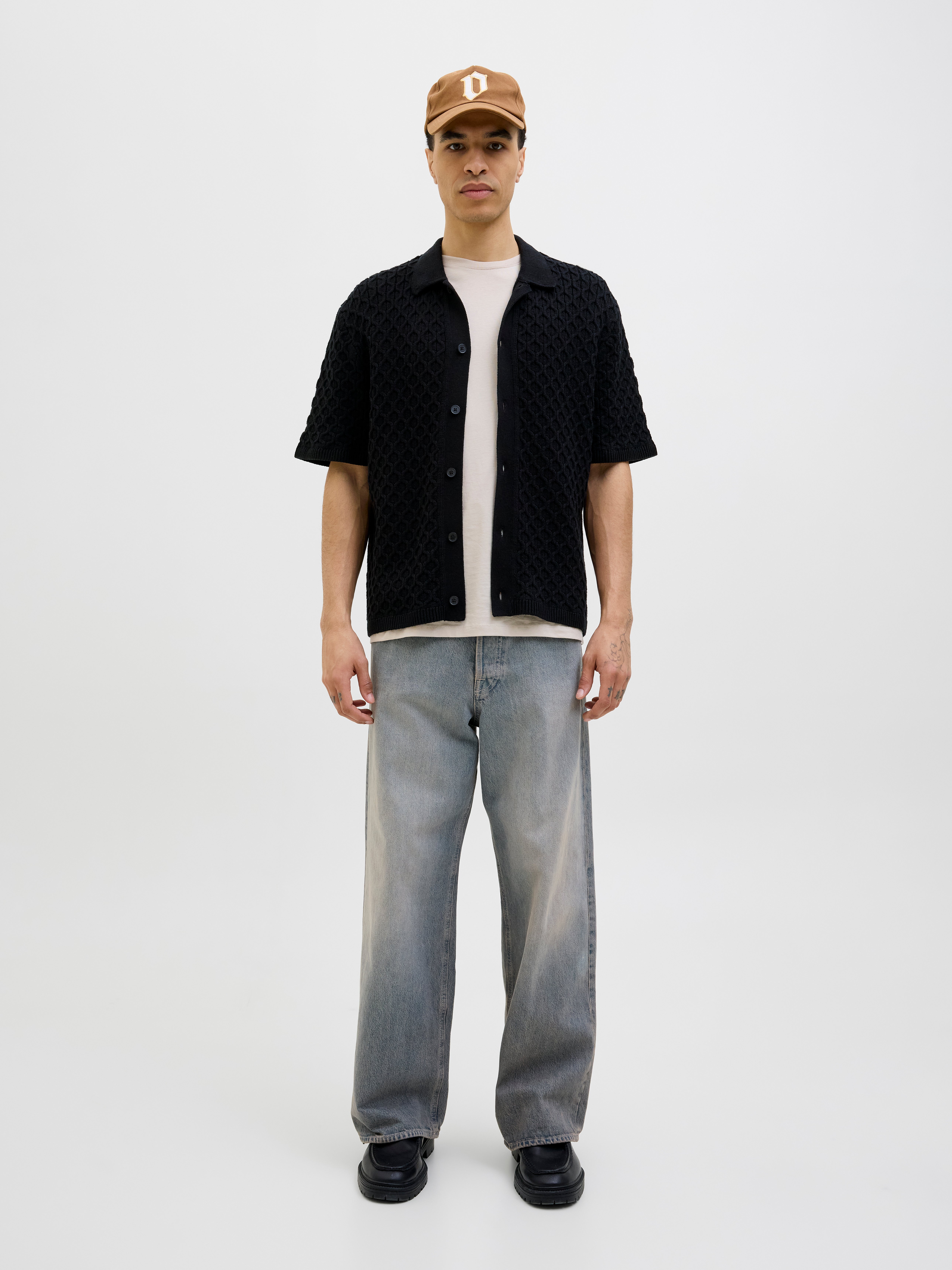 Thumbnail - Einfarbig Gestricktes Polo