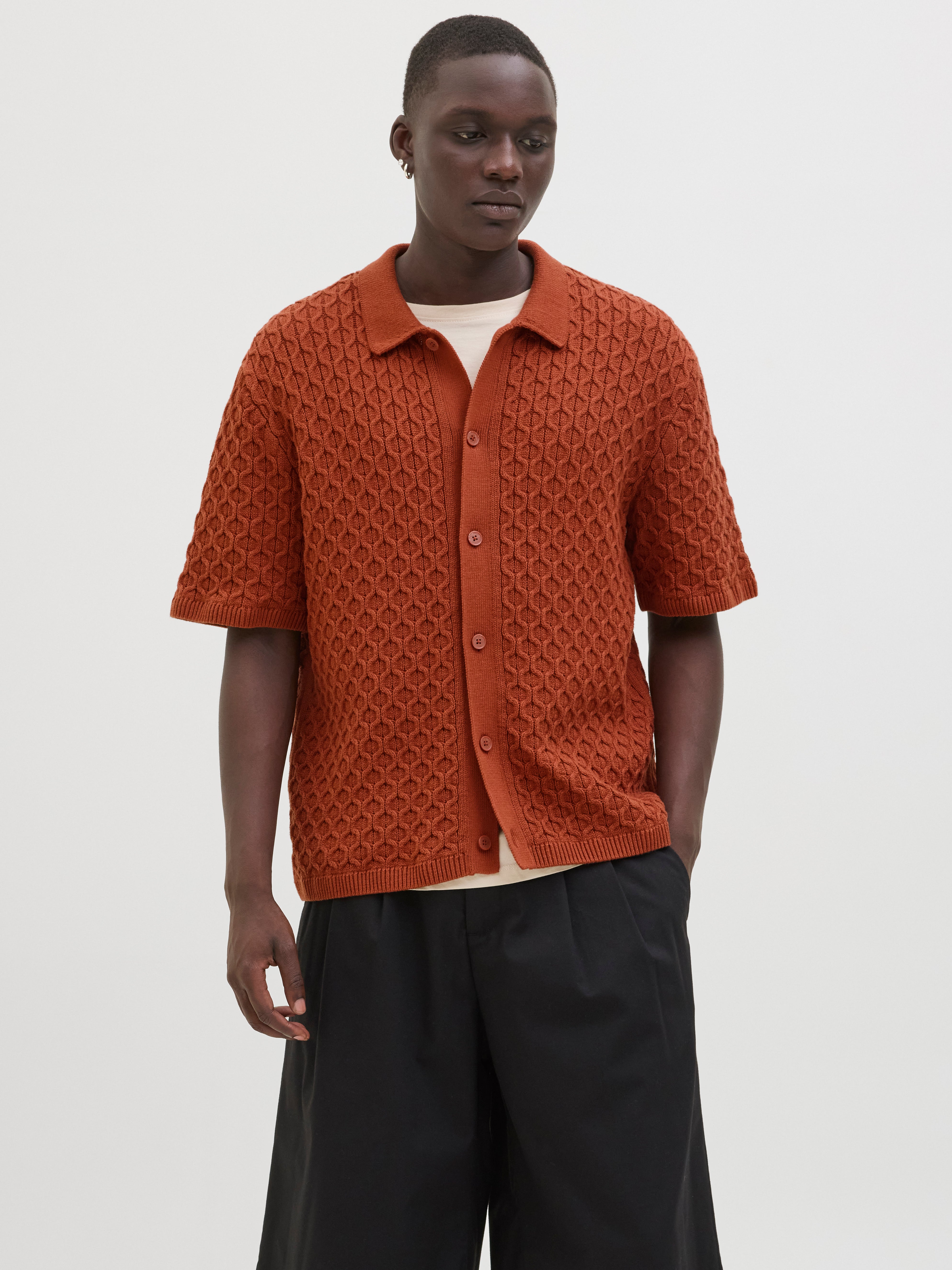 Einfarbig Gestricktes Polo