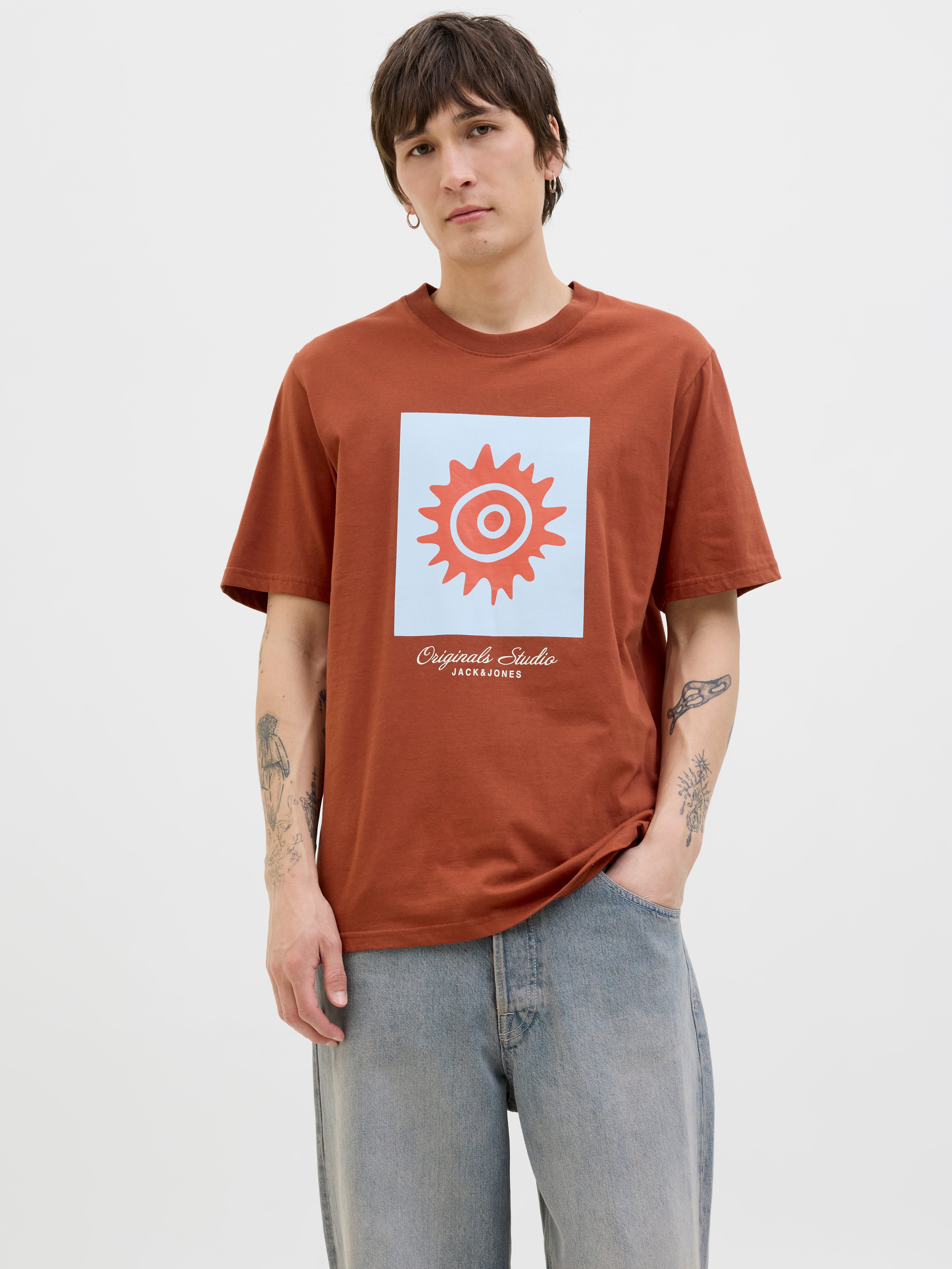 Gedruckt Rundhalsausschnitt T-shirt