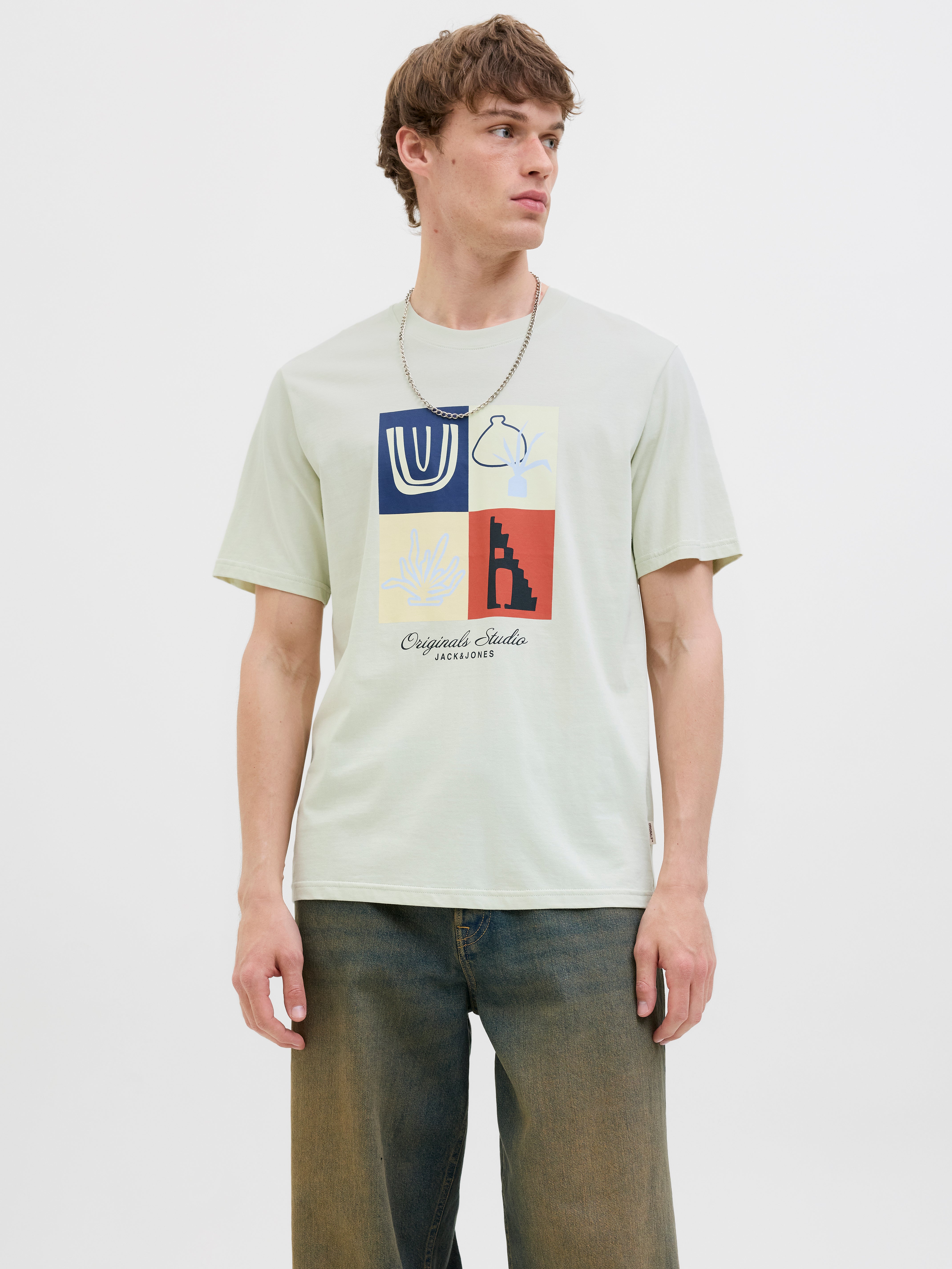 Gedruckt Rundhalsausschnitt T-shirt