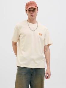 Jack & Jones Printed Crew neck T-shirt -Ecru - 12277267
