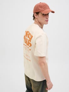 Jack & Jones Printed Crew neck T-shirt -Ecru - 12277267