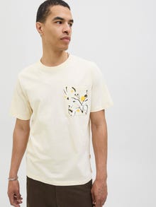 Jack & Jones Gedruckt Rundhalsausschnitt T-shirt -Antique White - 12277276