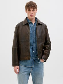 Jack & Jones Leather jacket -Chocolate Torte - 12277354