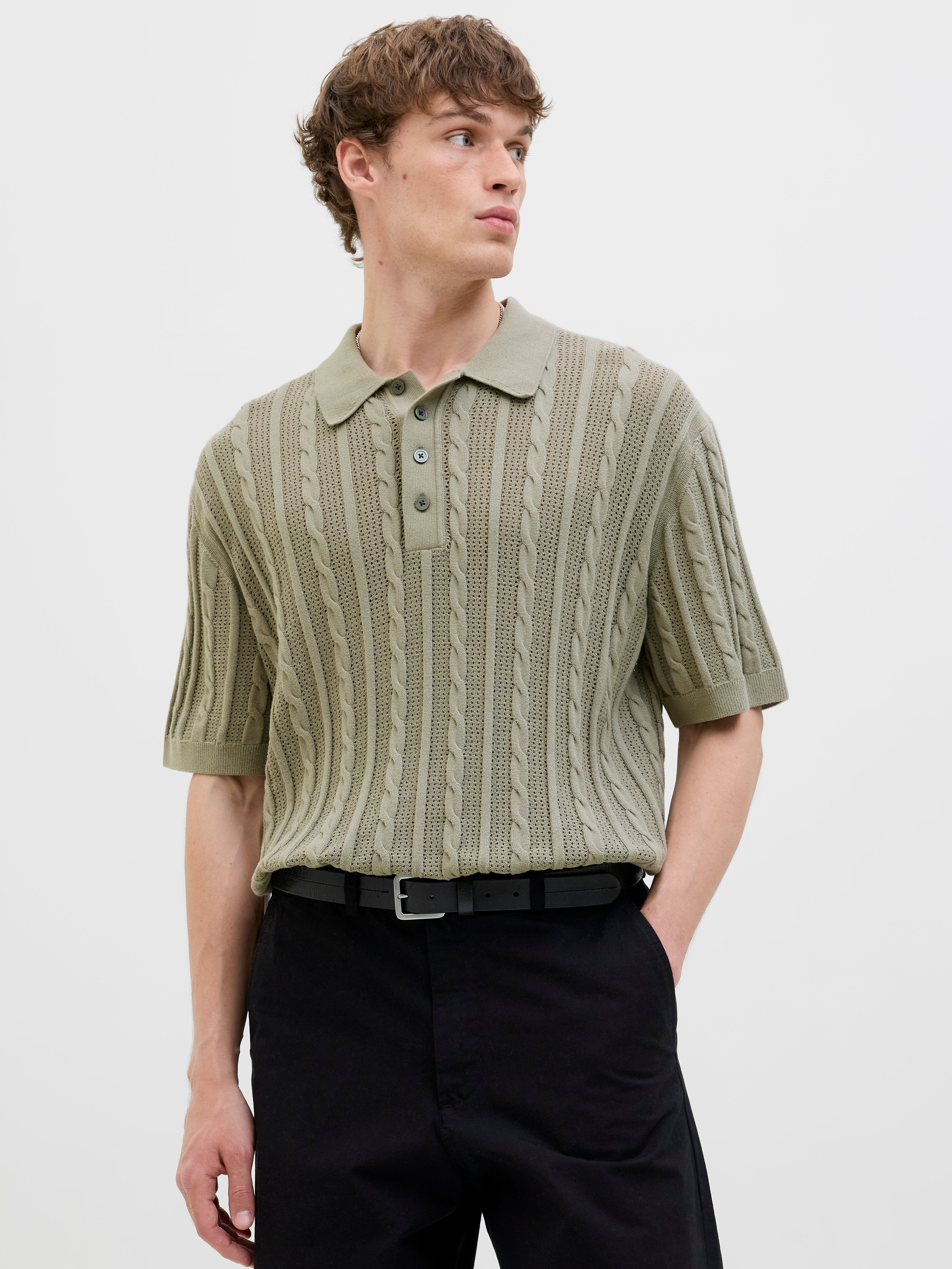 Einfarbig Gestricktes Polo