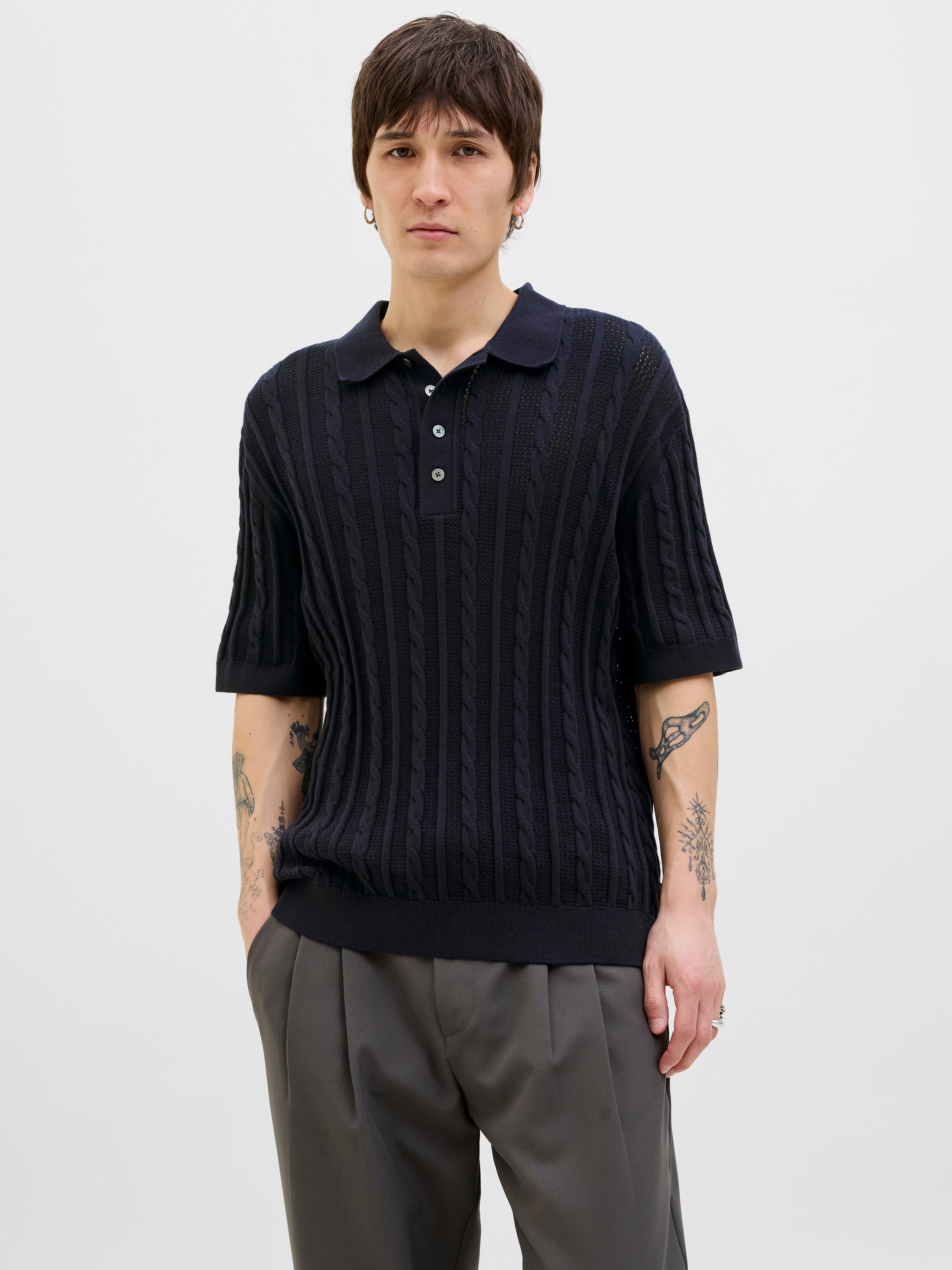 Einfarbig Poloshirt