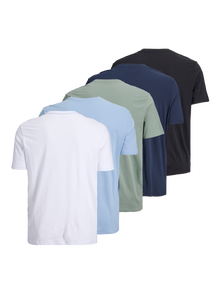 Jack & Jones Plus Size Pack de 5 T-shirt Imprimé -Chambray Blue - 12277543