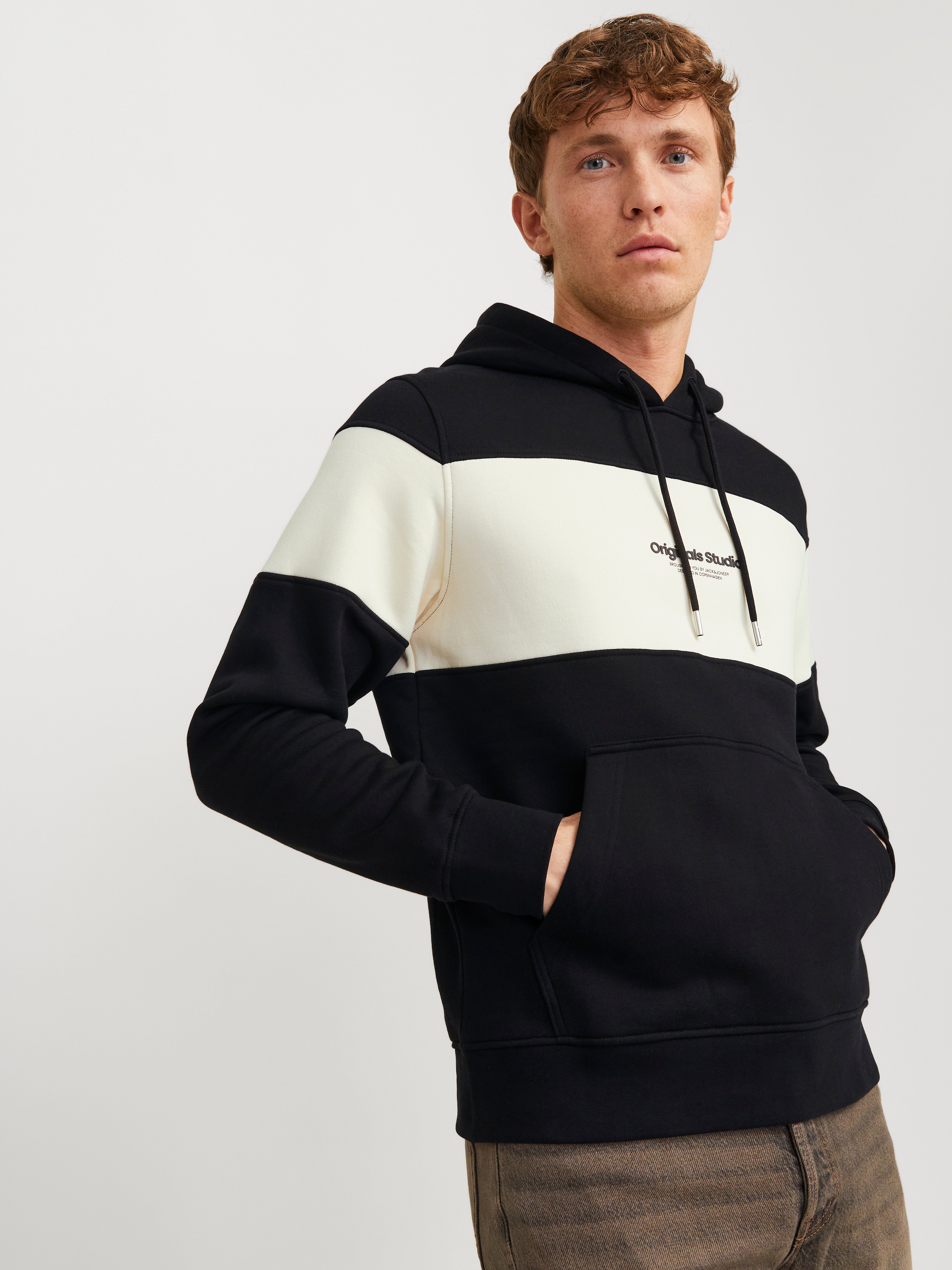 Colour block Hoodie Black Jack Jones